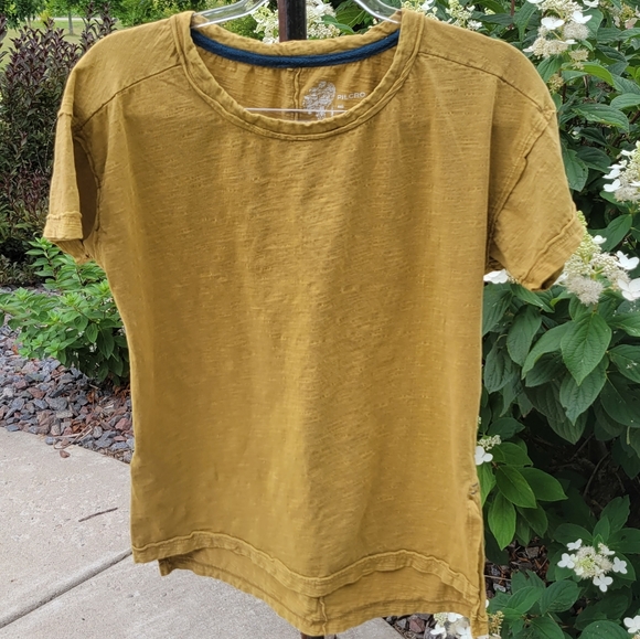PILCRO and the Letterpress Anthropologie XXS mustard boyfriend tee - Picture 1 of 13